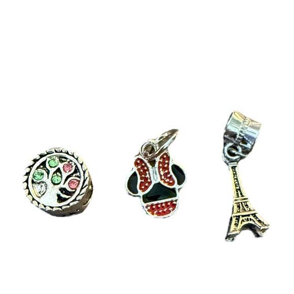 Minnie Eiffel Tower Tree Of Life 3 Bracelet Charm Set NEW - Picture 2 of 3